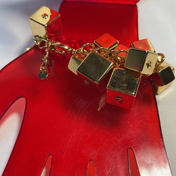Jennifer Jones Issa Cube Charm Matte Gold Finish Statement Bracelet - Picture 2 of 5